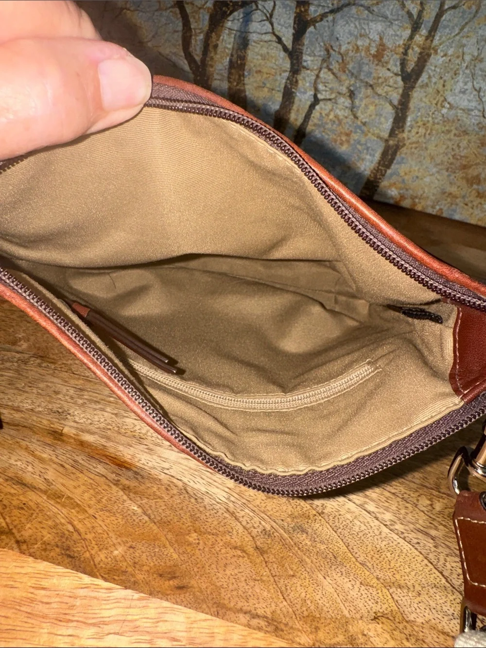 Brown Coach SoHo Swingpack Leather Crossbody Bag with Canvas Strap
